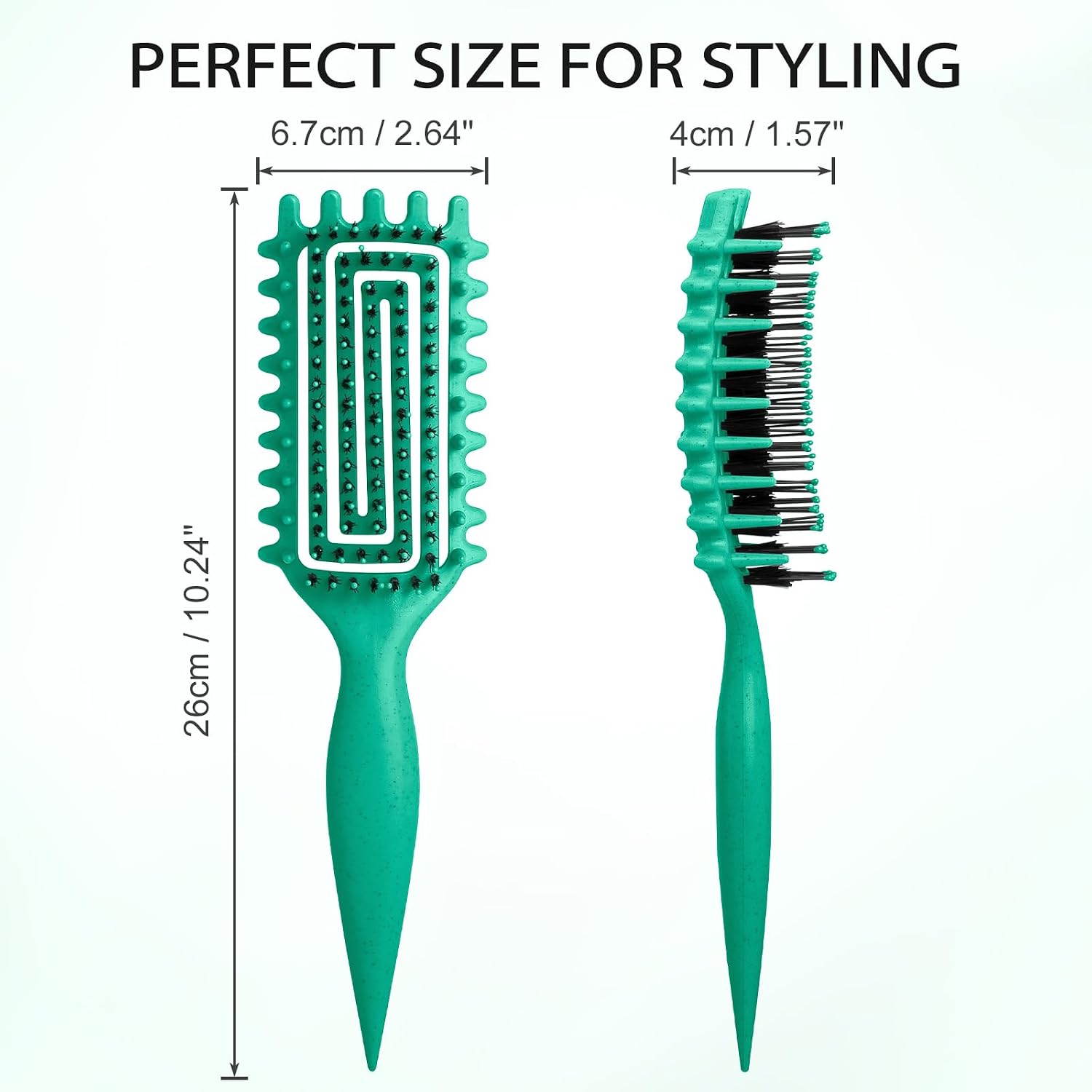 Detalle 1 de Quenxe Curl Defining Brush, Vented Dark Green for Wet & Dry Styling