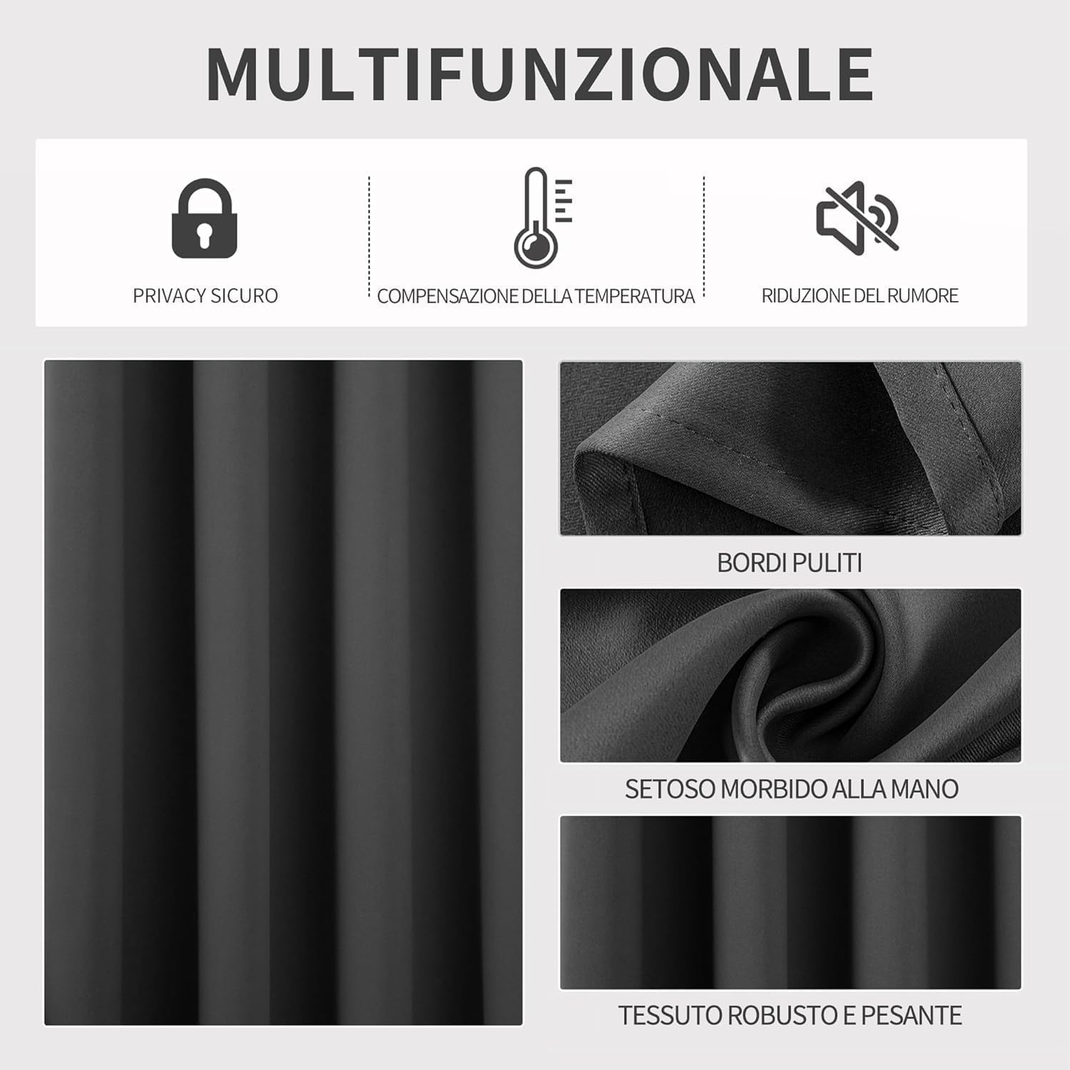 Thumbnail 2 de Joydeco tende oscuranti per interni con occhielli (2 pannelli) L 140 x A 260 grigio scuro per soggiorno e cameretta