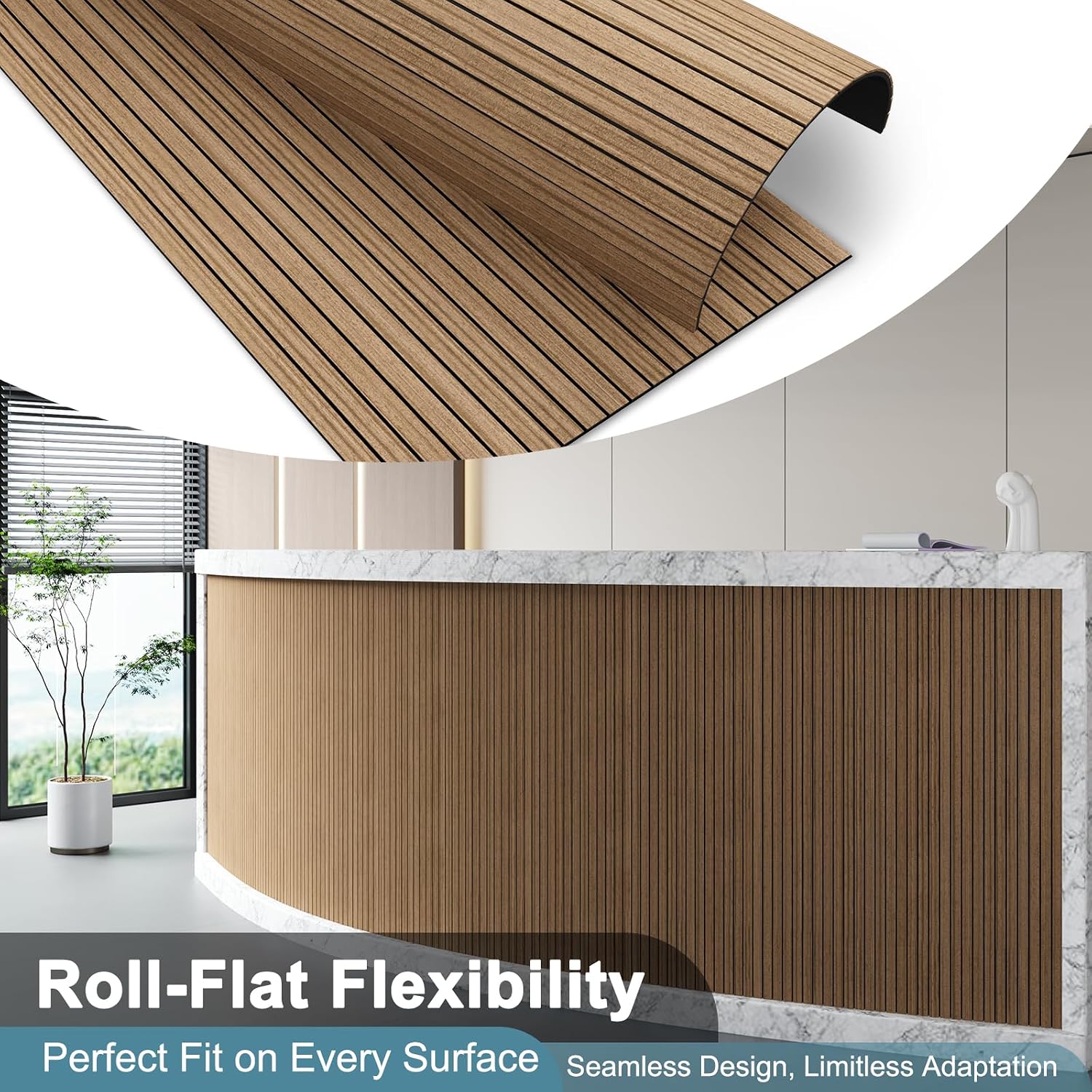 Detalle 2 de AKUMAX AM -3D05-Teak-8mm-8P Flexible Acoustic Wall Panels, Teak Veneer