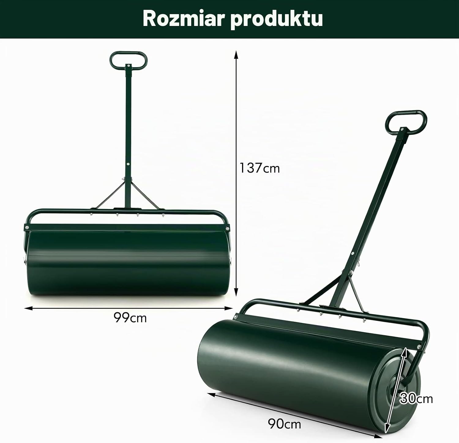Detalle de FANTASK 4008GNGT-2-VC – metalowy walec do trawy 63 l, średnica 30 cm