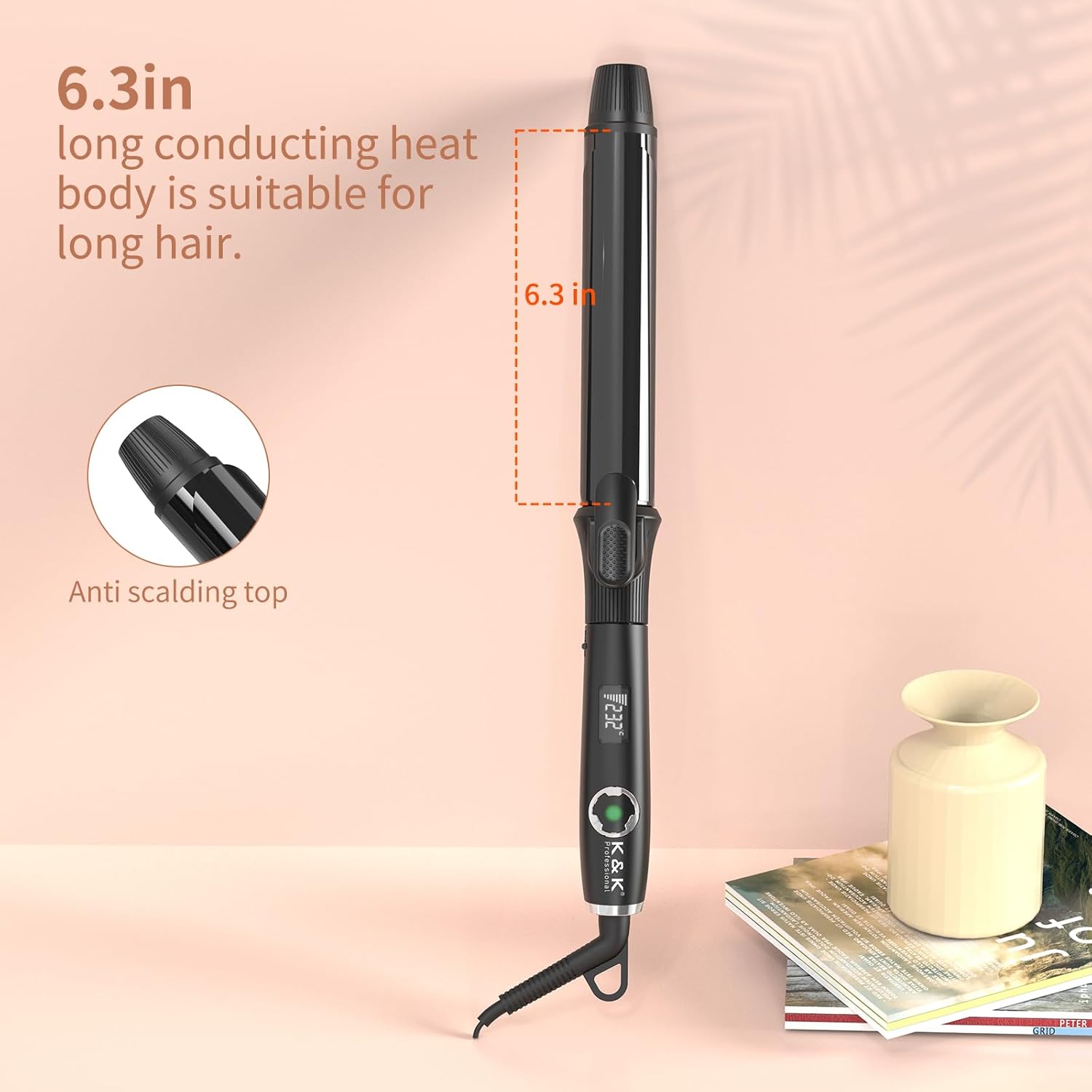 Detalle 2 de K&K Hair Curling Wand 32mm Ceramic Titanium Barrel