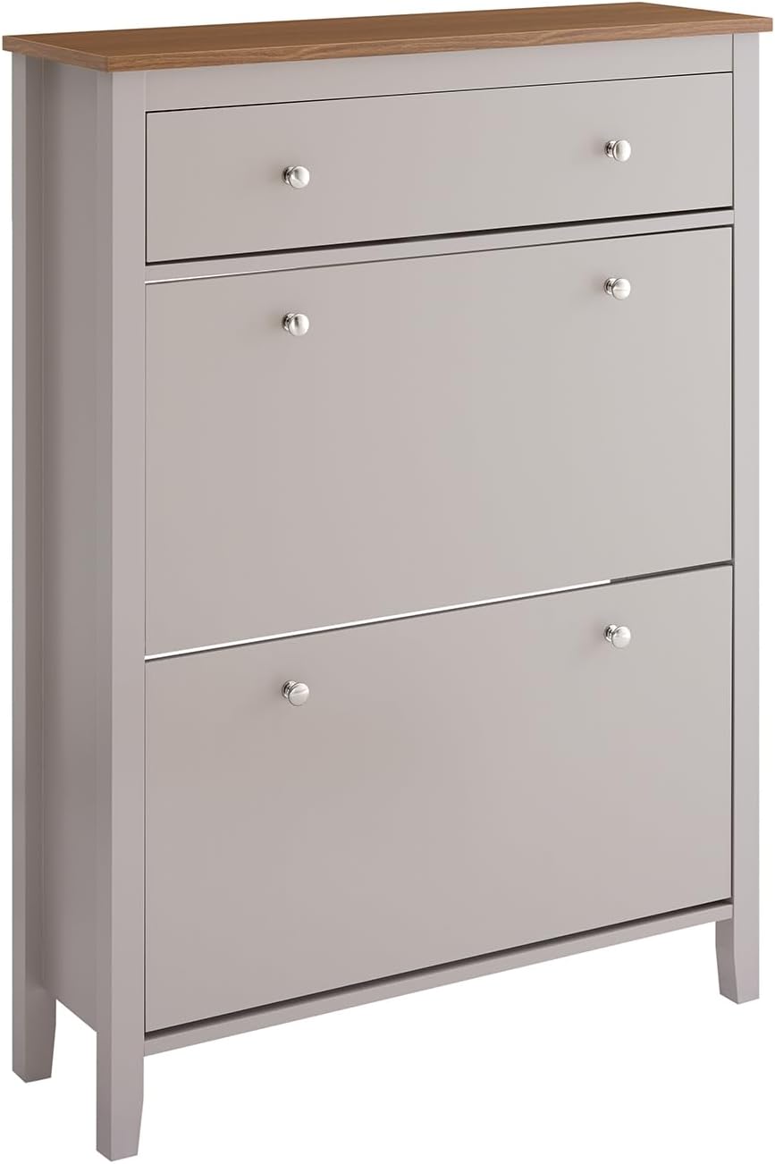 Detalle de SoBuy Meuble Chaussure Entrée – Grand rangement 12 paires, MDF E1, Marron clair (FSR89-KA)