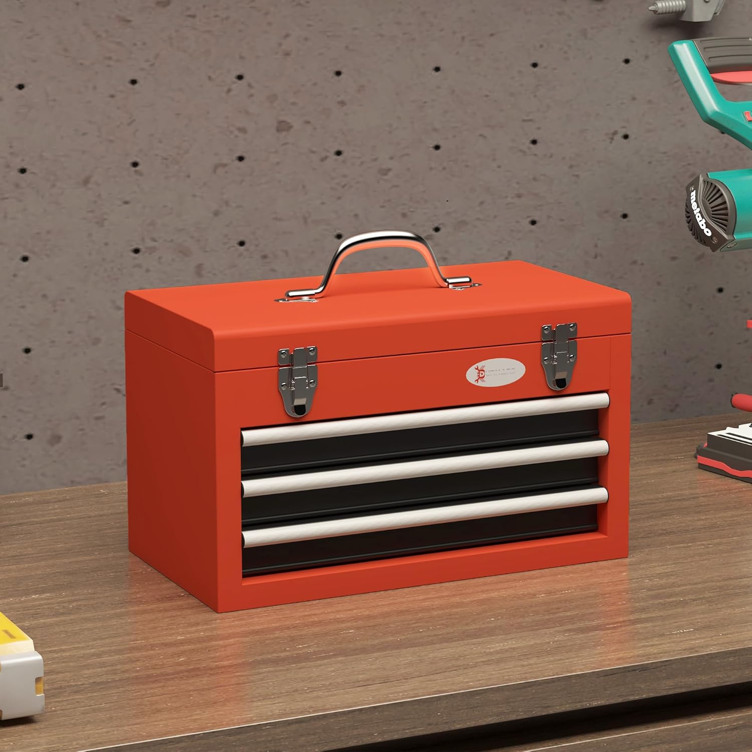 Thumbnail 1 de DURHAND Caisse à Outils Acier 3 tiroirs Rouge
