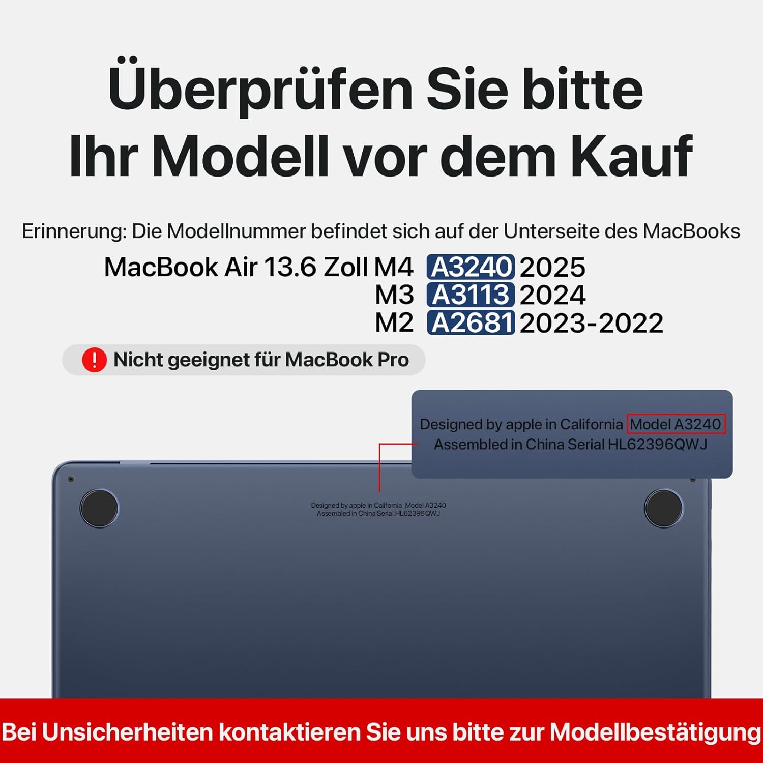 Thumbnail 2 de Schutzhülle für MacBook Air 13,6 Zoll mit Hartplastik-Fixierung – kompatibel mit A3449/A3240/A3113/A2681 (M2/M3/M4/M5)