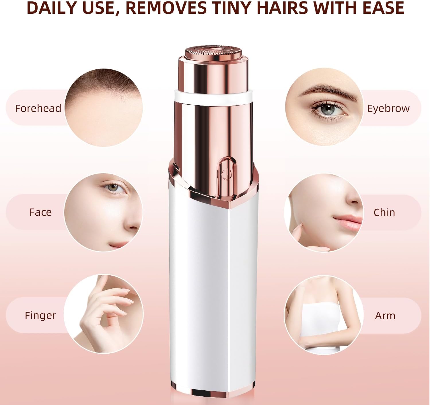 Detalle de Electric Rechargeable Facial Hair Remover for Women with LED Light and 2 Replacement Heads