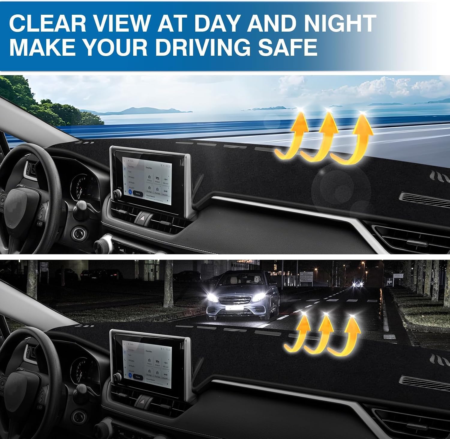 Thumbnail 5 de KUST Black Dash Cover Mat for Toyota RAV4 (2019-2025) — Custom Fit, Non-Slip, UV Protection