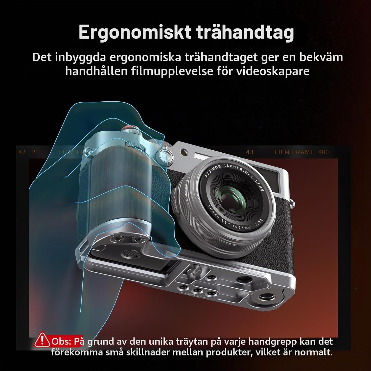 Detalle de SMALLRIG 4804 L-format trägrepp för Fujifilm X100VI/X100V med Arca-platta