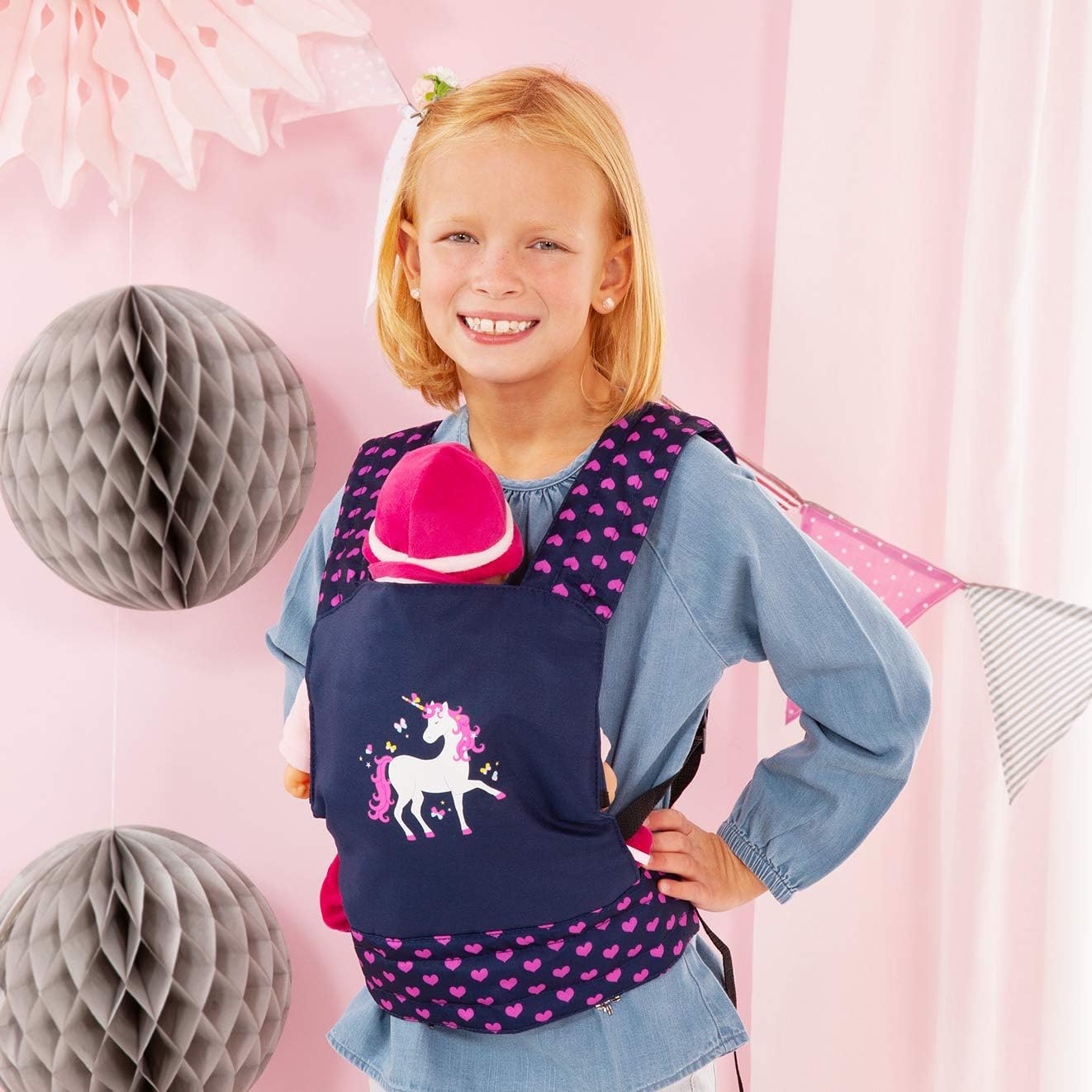 Detalle de Bayer Design EasyCarry 62254AA – marsupio porta bambola con tracolla, unicorno blu
