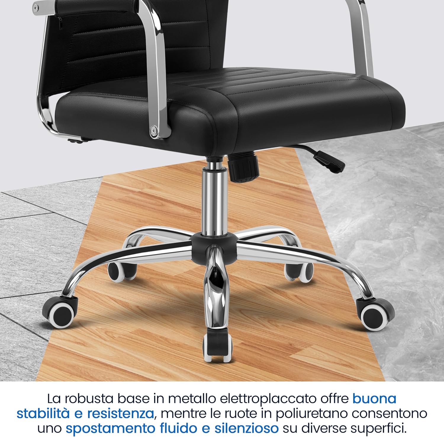 Thumbnail 6 de Yaheetech sedia da ufficio ergonomica con schienale alto reclinabile e seduta regolabile, portata 136 kg, nera