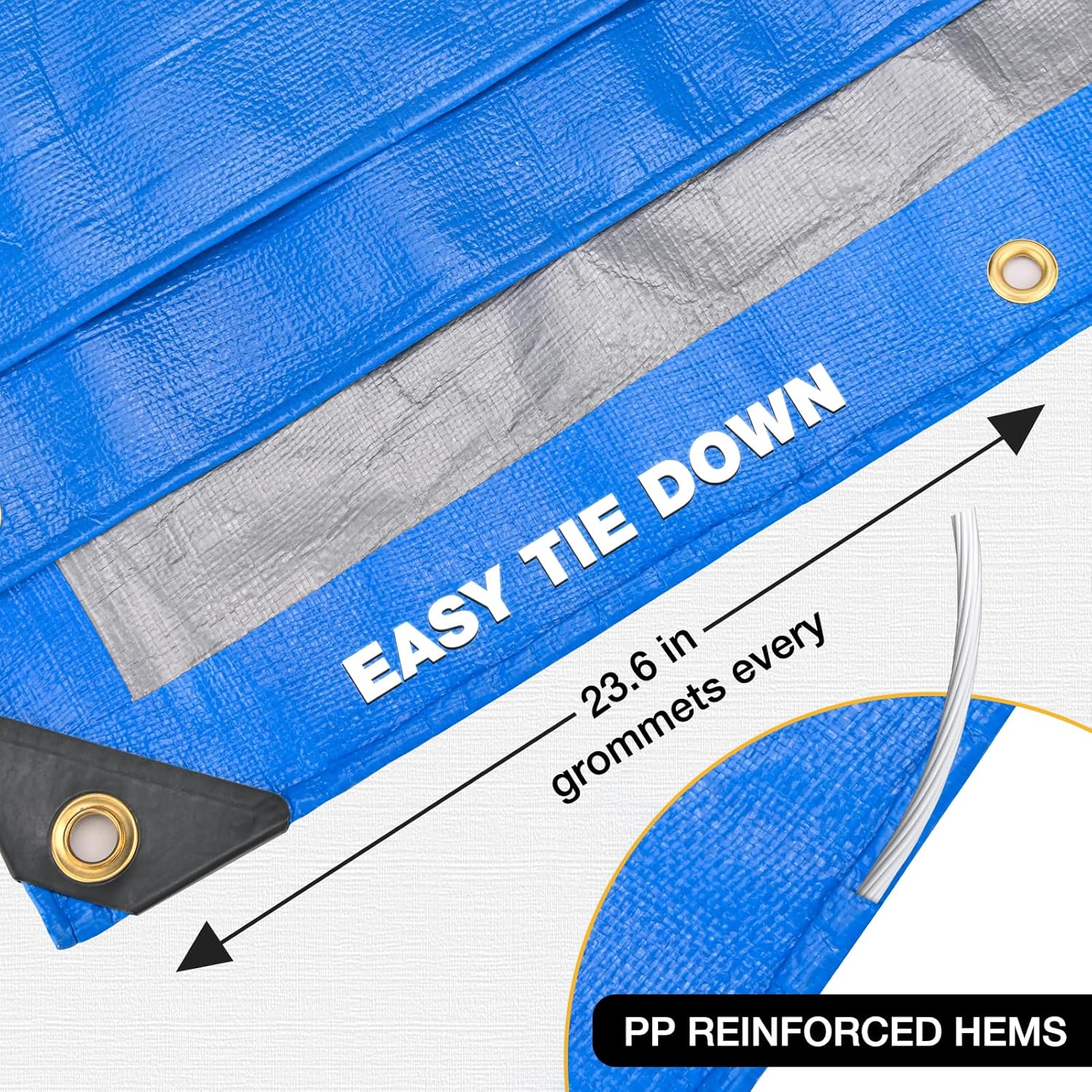 Thumbnail 5 de Winpull Tarp 20x30 Feet 14 Mil Heavy Duty Waterproof Tarp — Blue