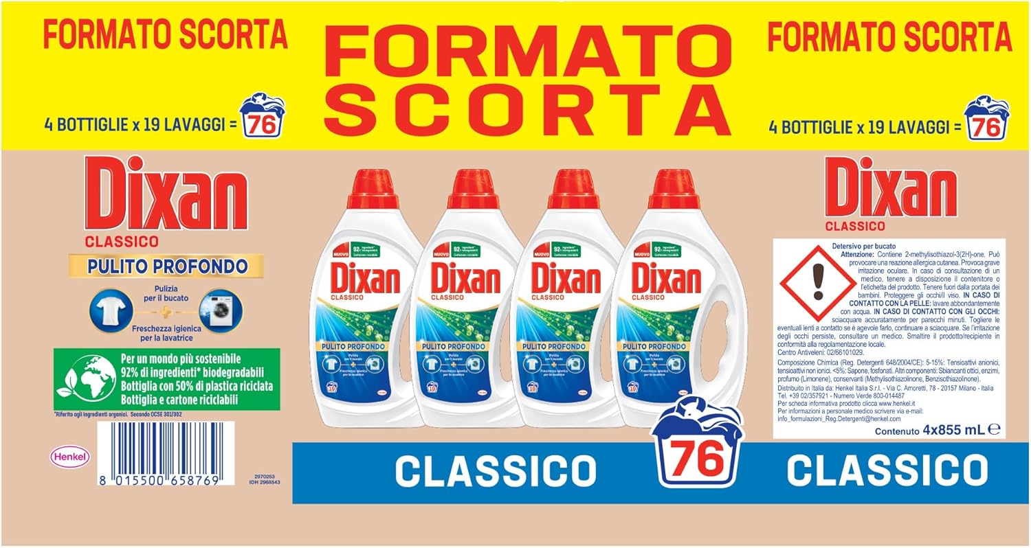 Thumbnail 2 de Dixan Liquido Classico 4 x 19 lavaggi