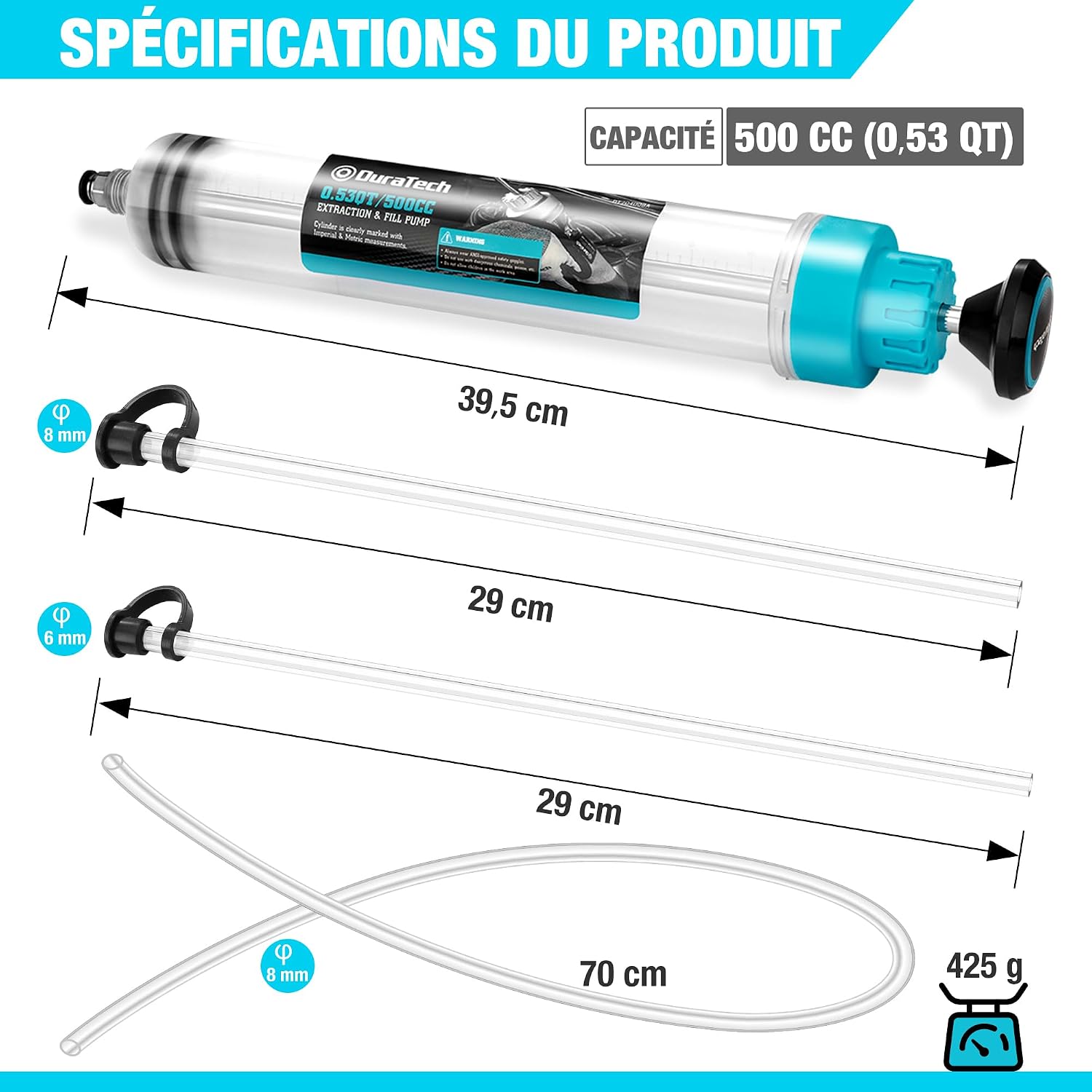Detalle 2 de DURATECH Seringue a Huile 500ml pour atelier ðŸ›