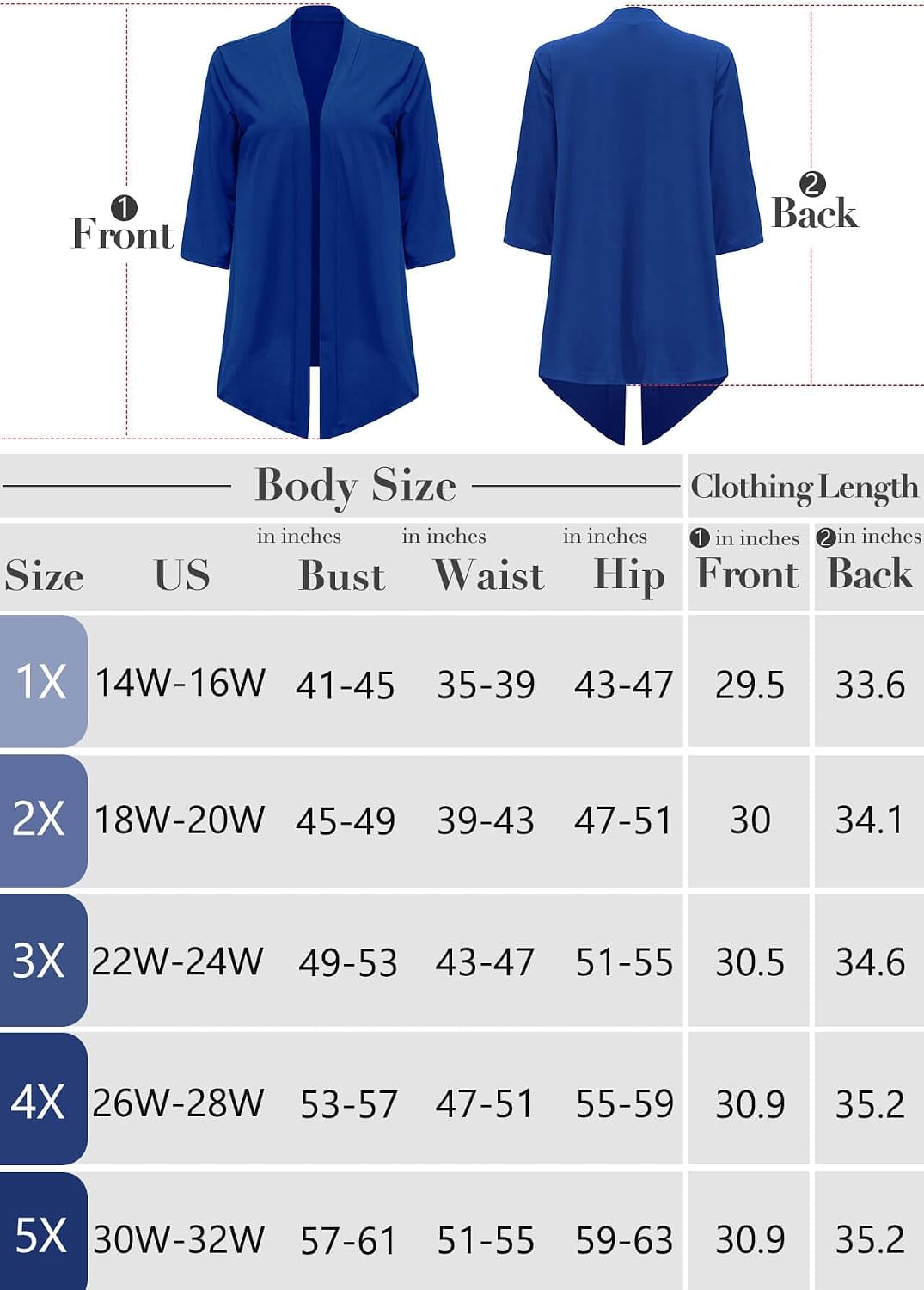 Detalle 2 de AusLook Women's Plus Size Open-Front Cardigan, Lightweight 3/4 Sleeves