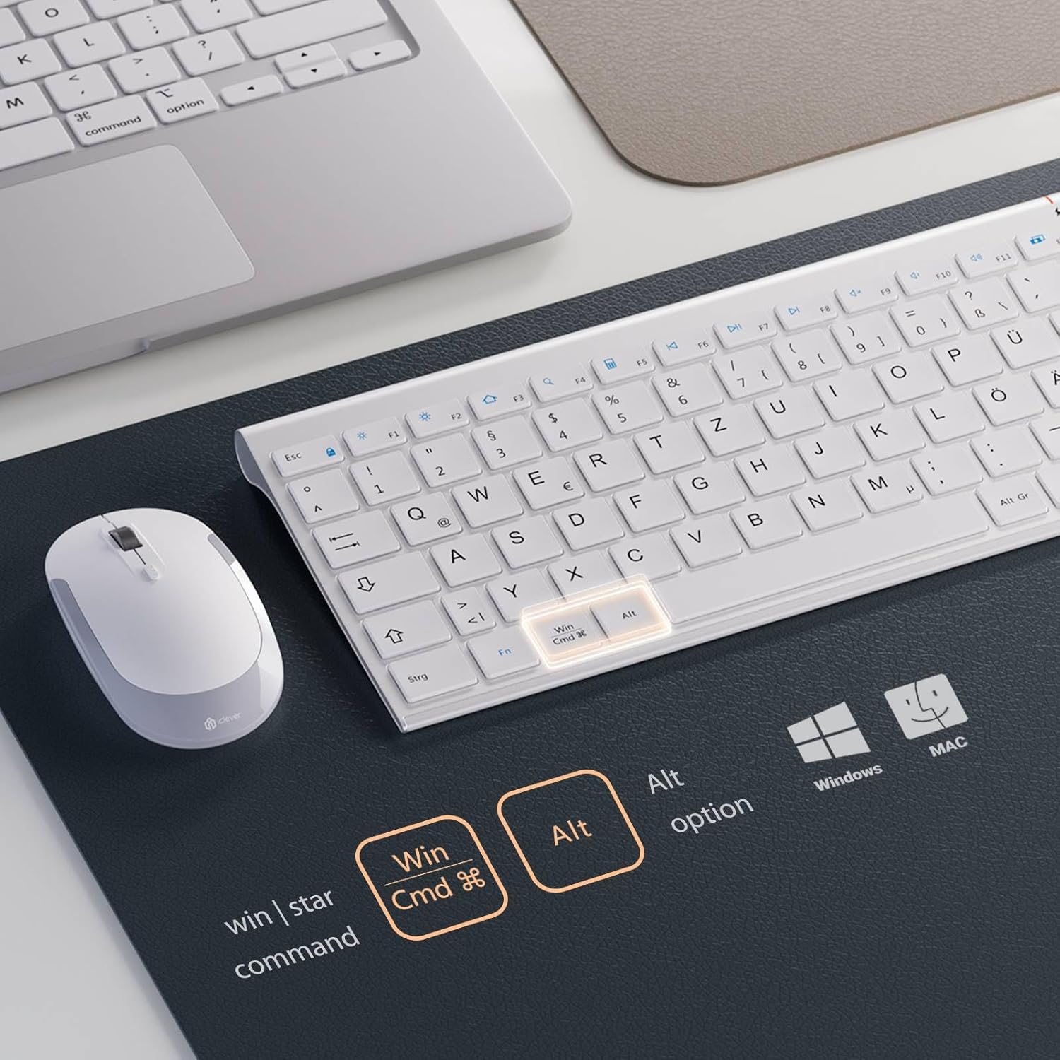 Thumbnail 1 de iClever Tastatur Maus Set Kabellos – Ultrakompakt, wiederaufladbar, QWERTZ Weiß