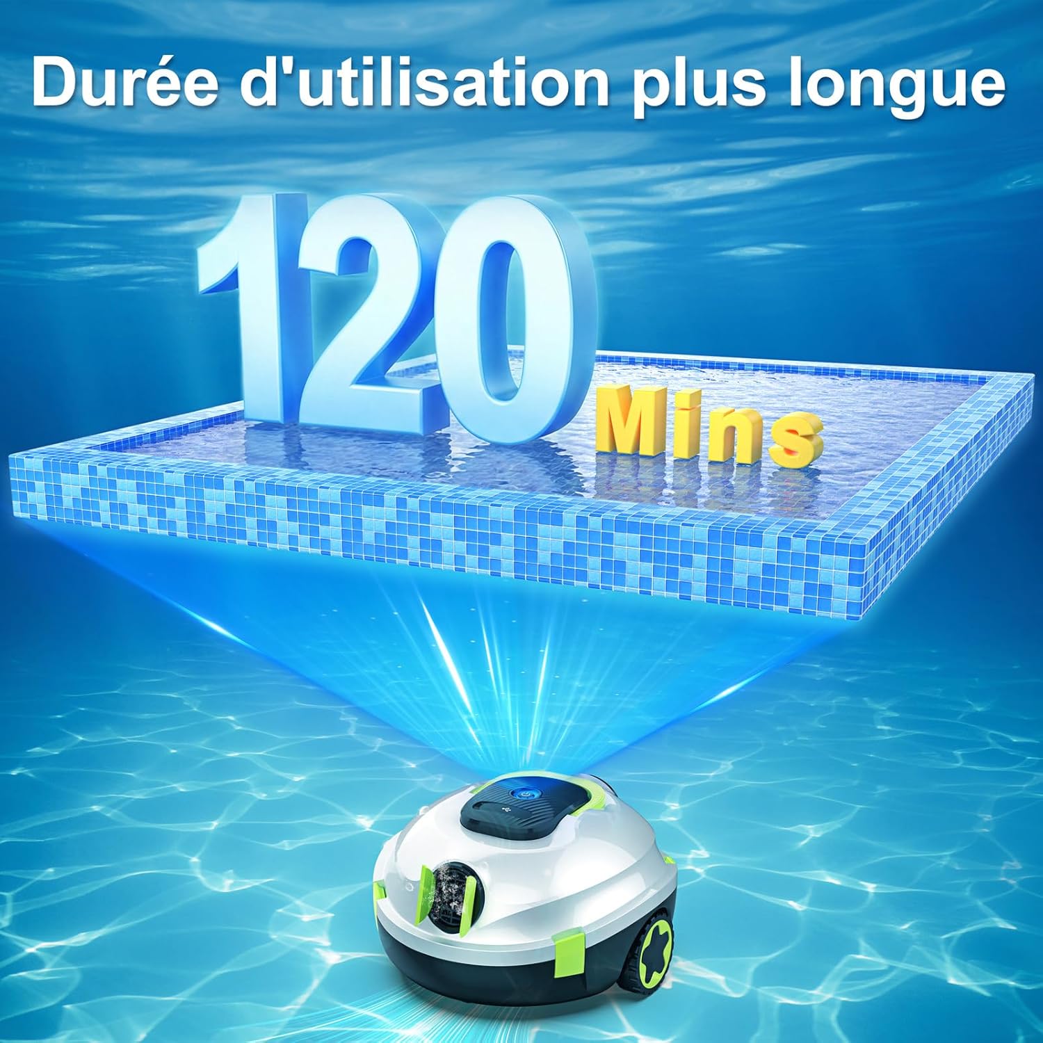 Detalle de MEDOXA Robot de Piscine sans Fil Y20 – Nettoyage autonome pour piscines hors-sol et enterrées jusqu’à 110 m²