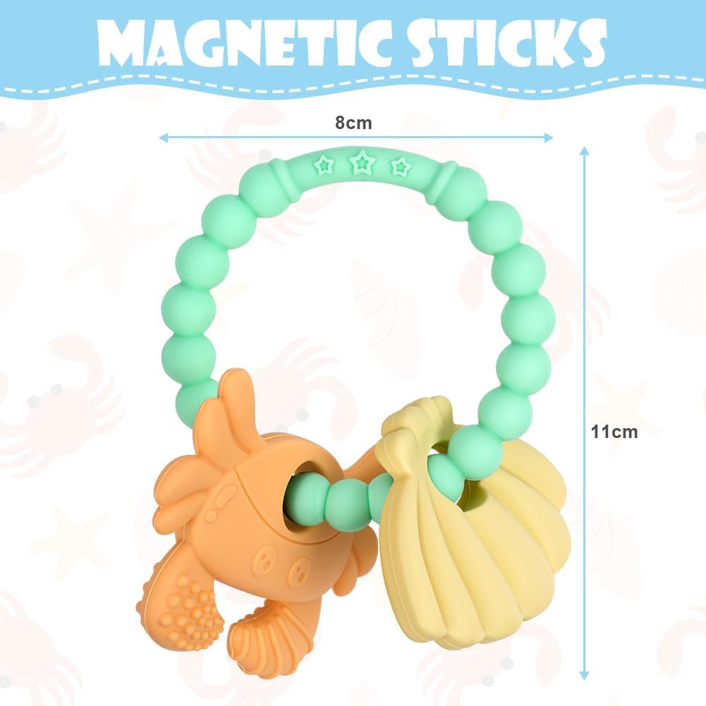 Detalle 2 de Vicloon Silicone Teething Ring for Babies, Green Crab, BPA-Free