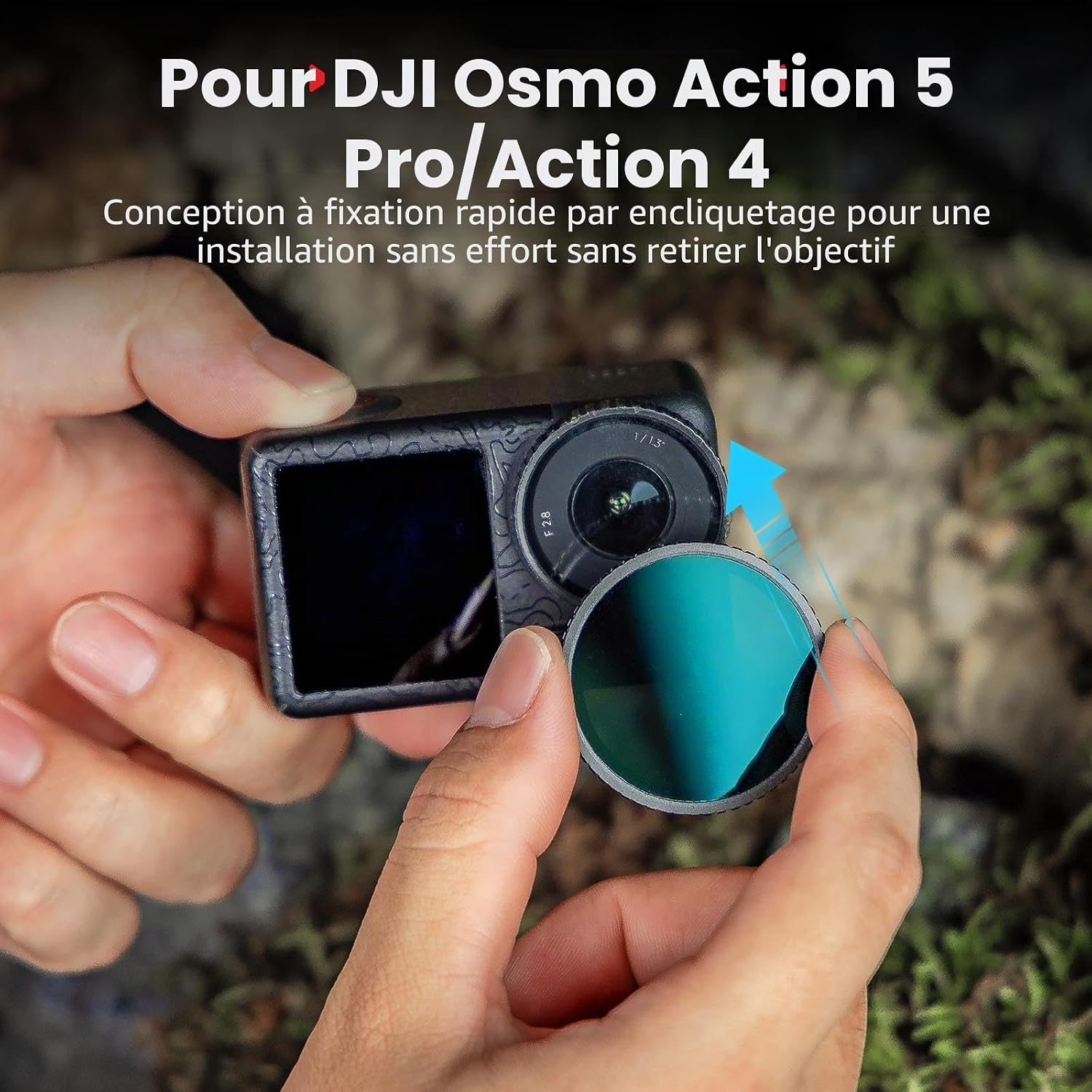 Detalle 2 de SMALLRIG Kit de filtres ND + CPL pour DJI Osmo Action 5 Pro / Action 4 (lot de 5) avec cache silicone