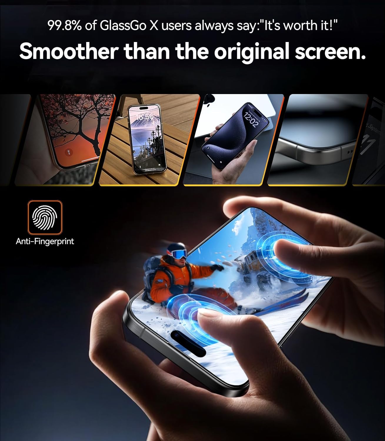 Thumbnail 6 de TORRAS Military-Grade Shatterproof Screen Protector for iPhone 16 Pro (2-Pack)