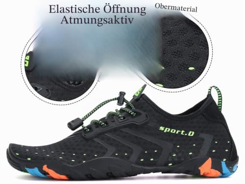 Detalle de SAGUARO Badeschuhe Herren & Damen Barfuß Aquaschuhe – Barfußschuhe mit rutschfester Sohle, Schwarz, Gr. 44