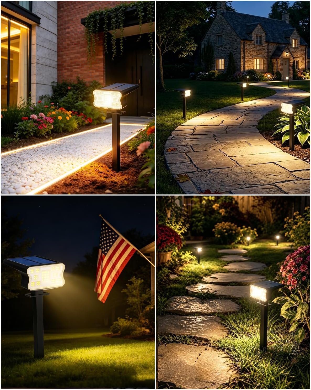 Thumbnail 6 de HGGH Solar Outdoor Spotlights, 60 LED, IP67, Warm White, 4-Pack