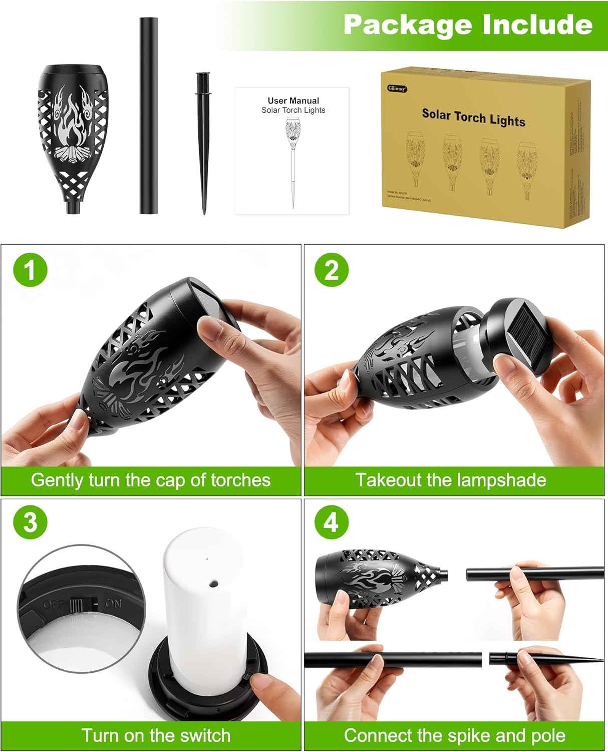 Thumbnail 5 de Giliwosy Solarleuchten für Außen – 6er-Set „Streichholzspiel“ mit Flacker-LED, IP65