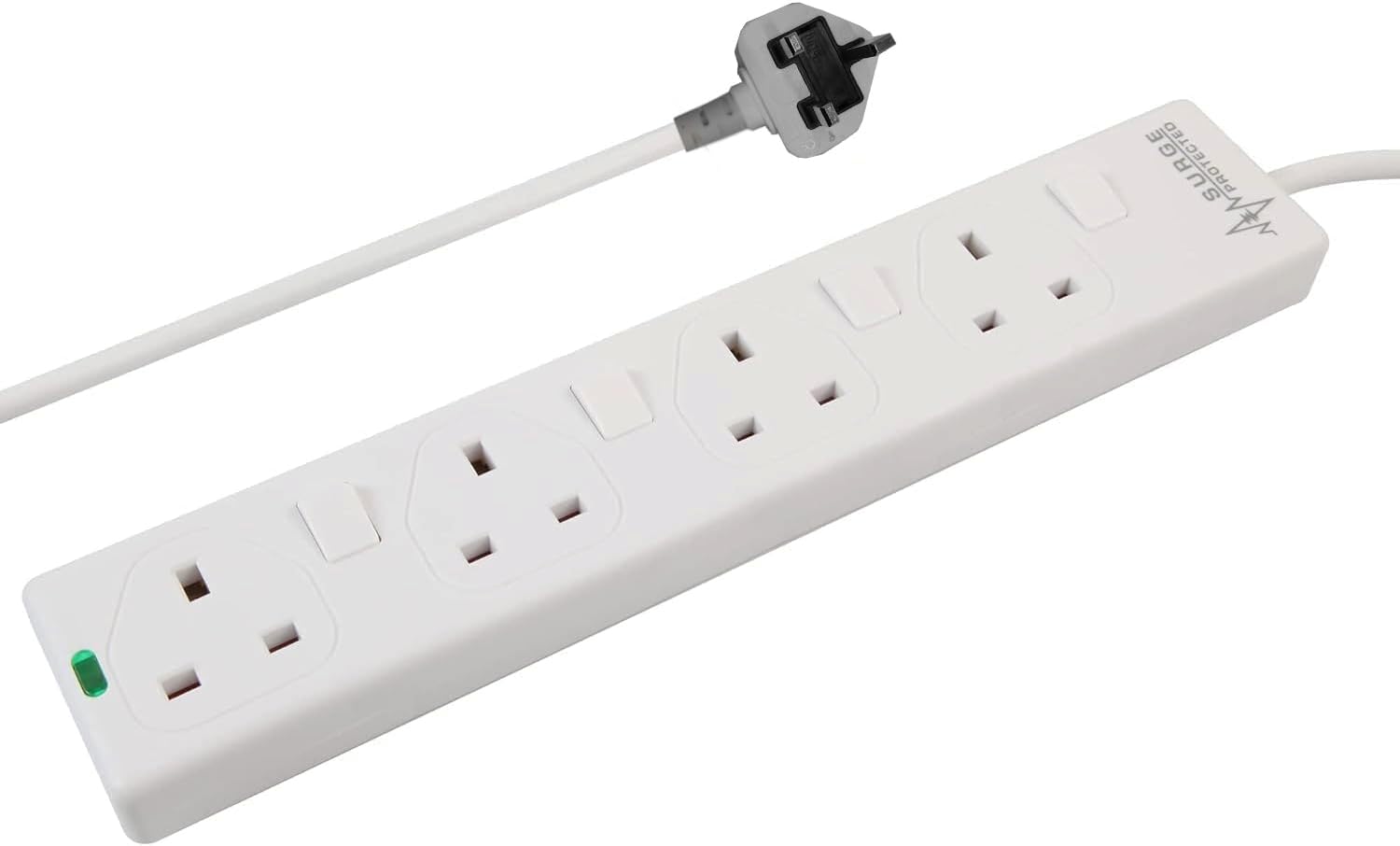 Detalle de Pro Elec PL15331PL 3m Switched Surge Protected Extension Lead – White