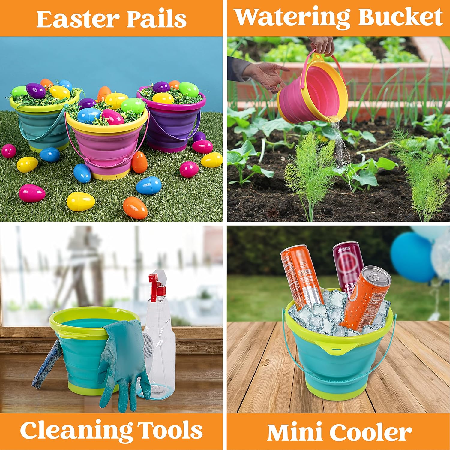 Thumbnail 6 de JOYIN 3er Set faltbare Strand-Eimer mit Netz-Rucksack – Sandkastenspielzeug für Kinder