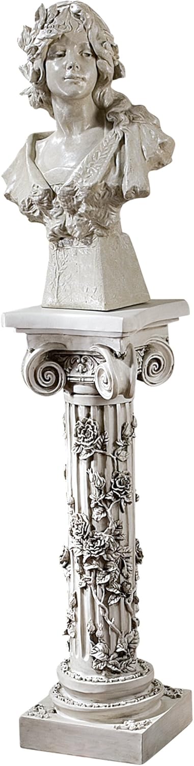 Design Toscano EU2866 Guirlande de Rose sur piédestal Sculpture blanche (29 x 29 x 86,5 cm)