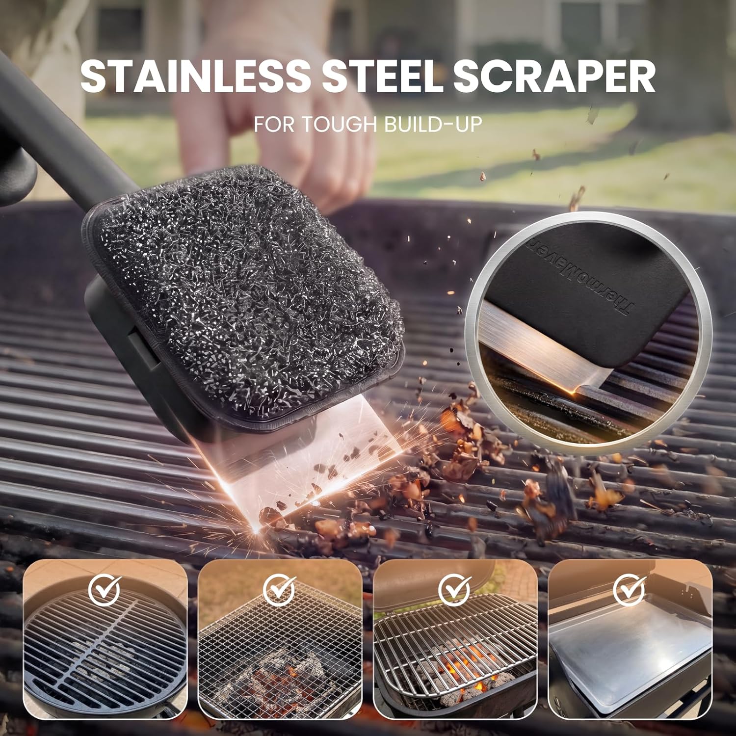 Thumbnail 3 de ThermoMaven Bristle-Free BBQ Grill Brush - 17" Steam-Powered, Safe & Replaceable Heads