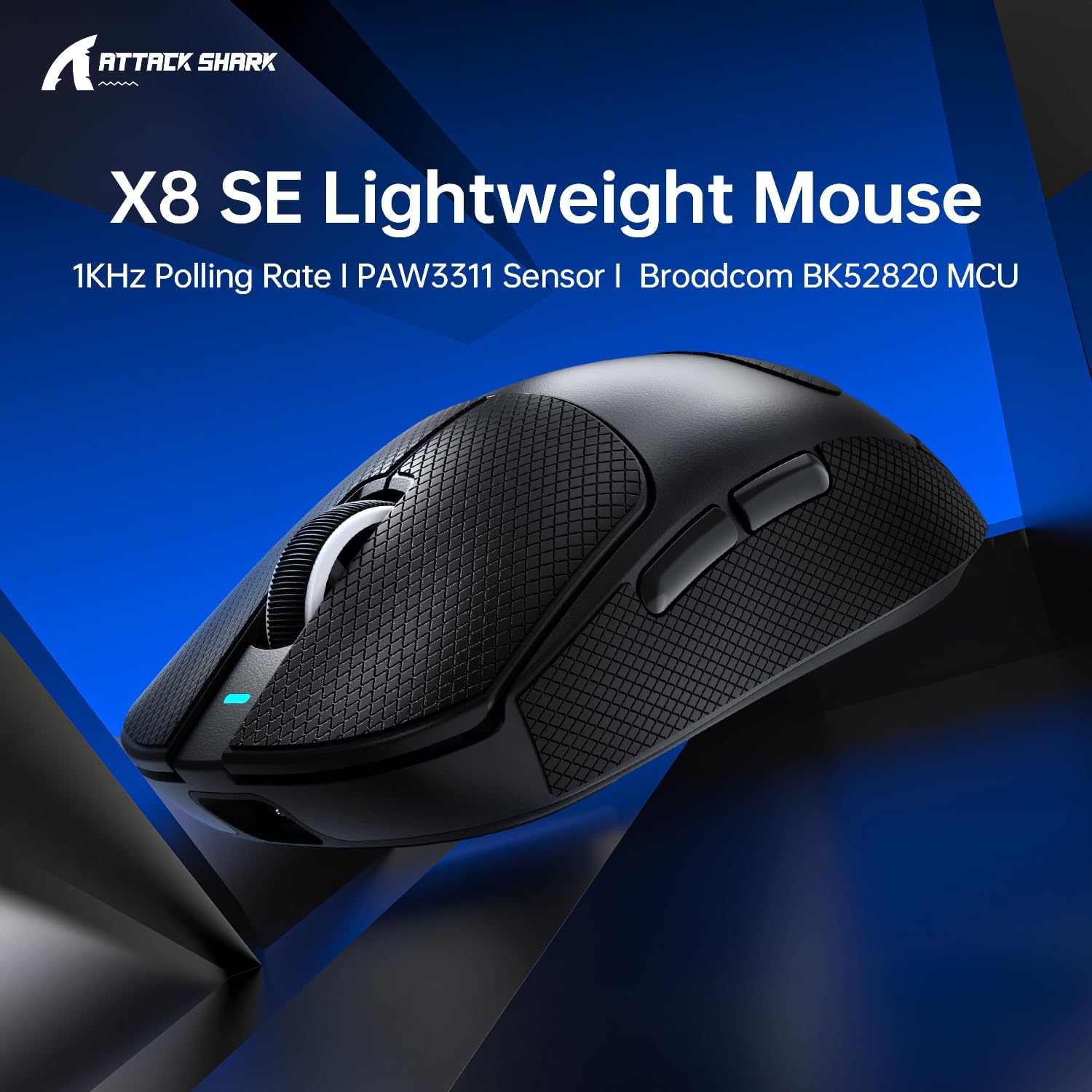 Detalle 2 de ATTACK SHARK X8SE Maus – Ultra-leichtes Gaming mit Grip Tape für große Hände