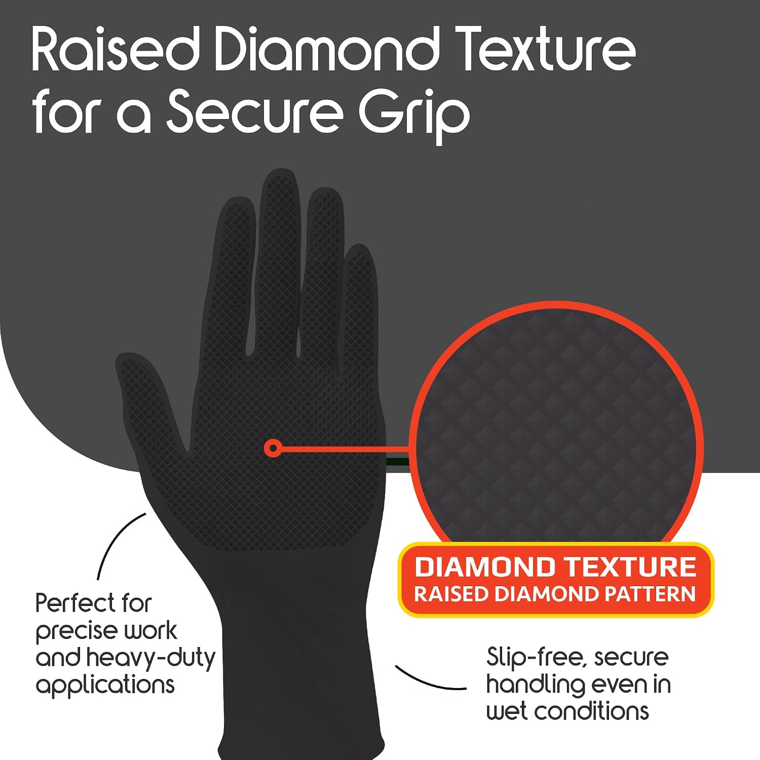 Detalle de Inspire Heavy Duty Stretch Nitrile Gloves, Black, Latex-Free, Touchscreen-Friendly