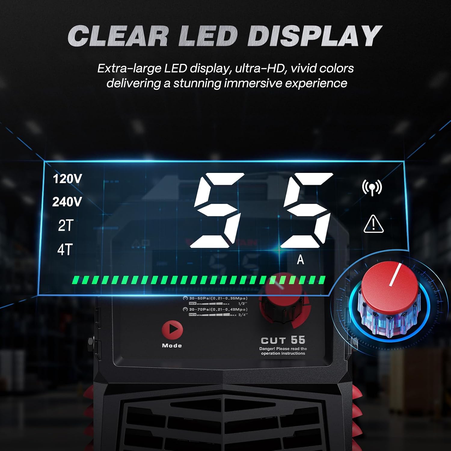 Detalle 2 de ARCCAPTAIN Cut 55-LED Plasma Cutter, 55A Dual Voltage, Non-Touch Pilot Arc