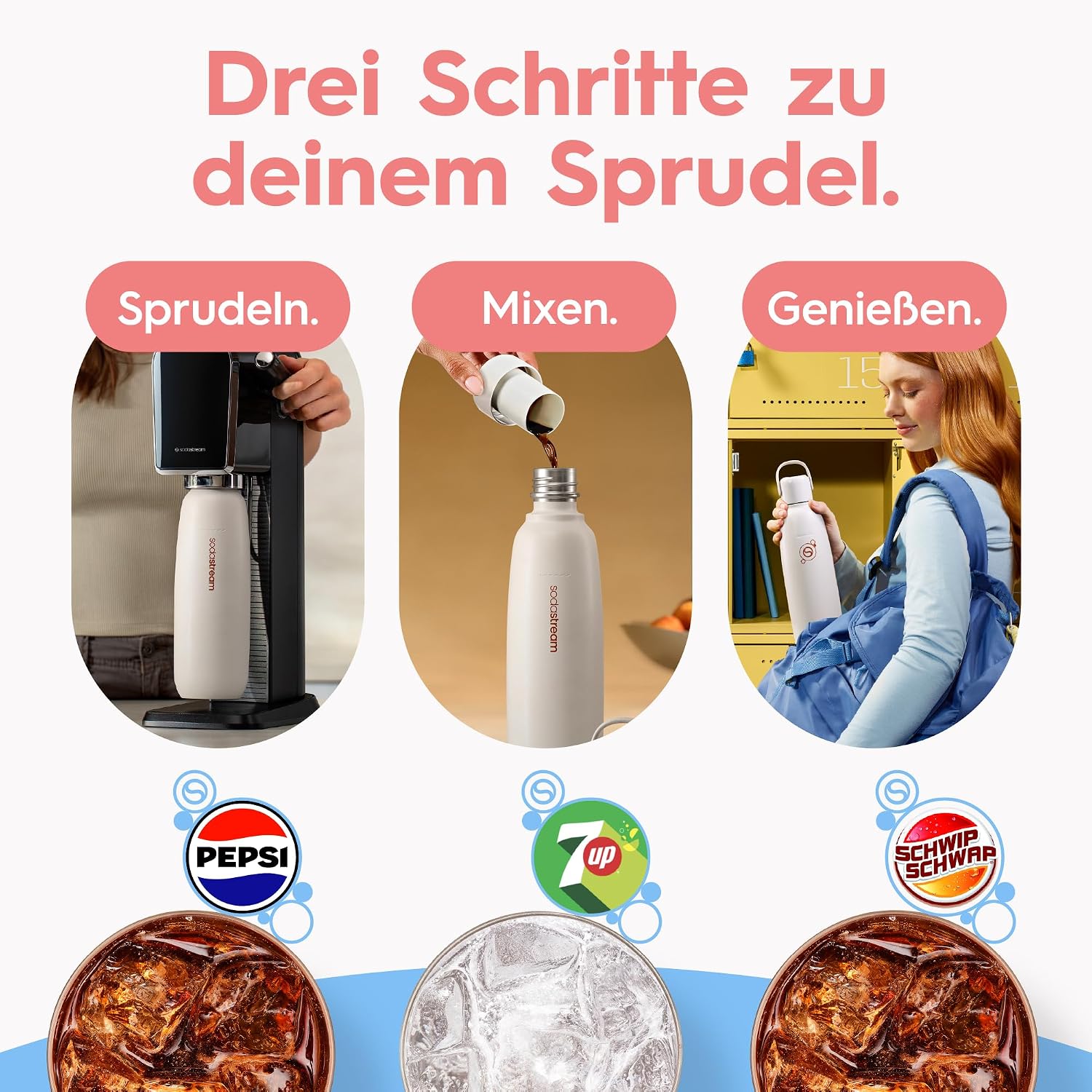 Detalle 2 de SodaStream Fizz & Go Cool Edelstahl 0,9 l doppelwandige Sprudelgetränkeflasche (Papaya)
