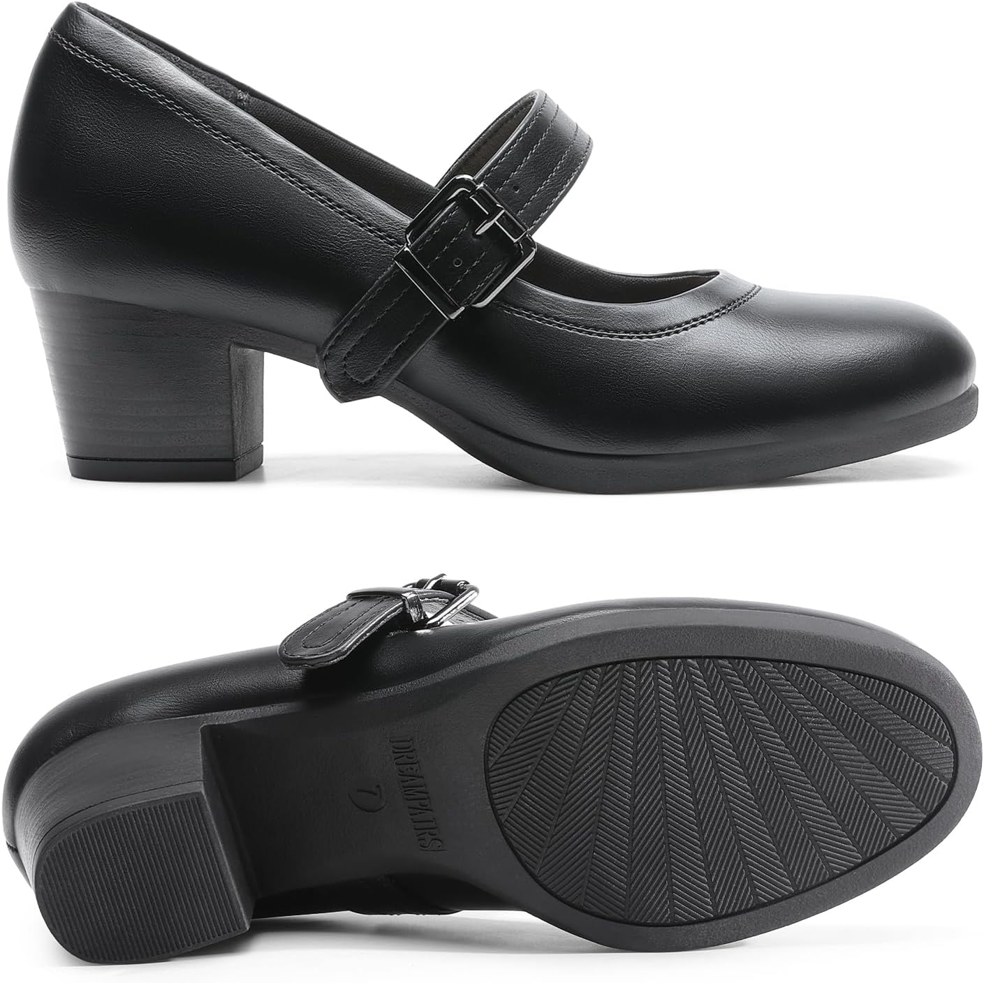 Thumbnail 3 de DREAM PAIRS Damen Mary Janes Pumps mit Chunky High Heel – komfortabler Absatz-Glanz für den Alltag
