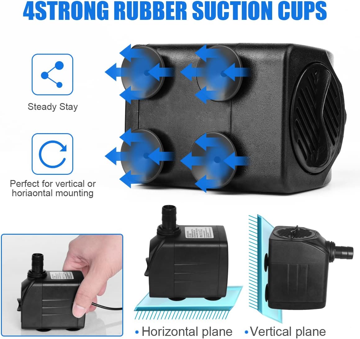 Thumbnail 4 de Flintronic Aquariumpumpe mit 16 W, 800 l/h und Trockenlaufschutz (mit 2 Düsen, 1,4 m Kabel)