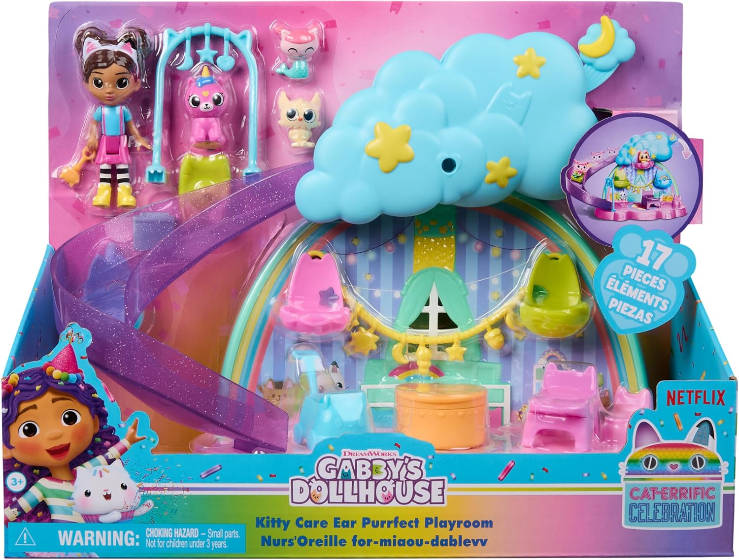 Thumbnail 1 de Gabby’s Dollhouse Kitty Care Playroom 17-Piece Playset