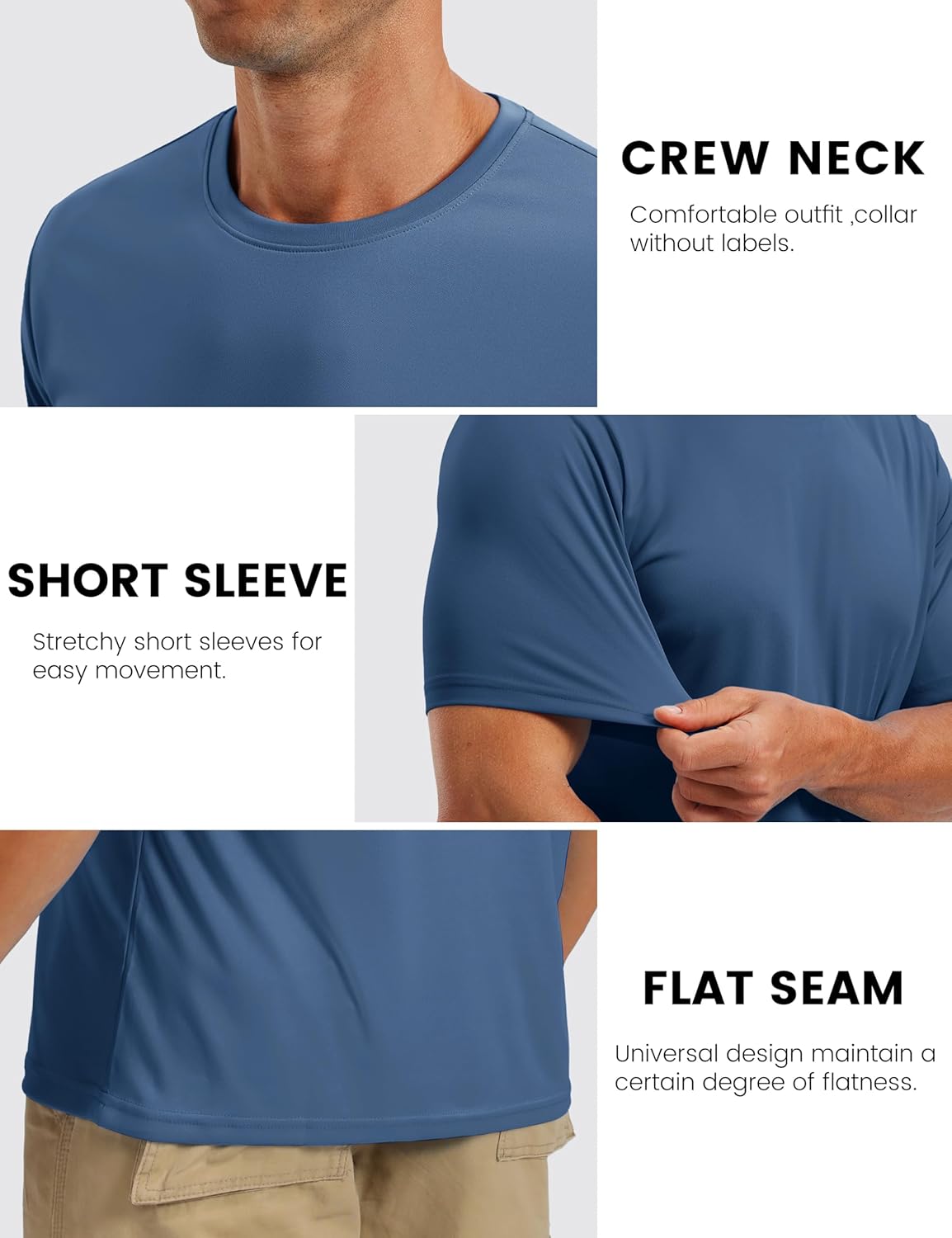 Detalle 2 de TACVASEN Herren UV-Schutz T-Shirts UPF 50+ Kurzarm – Sonnenschutz Tee