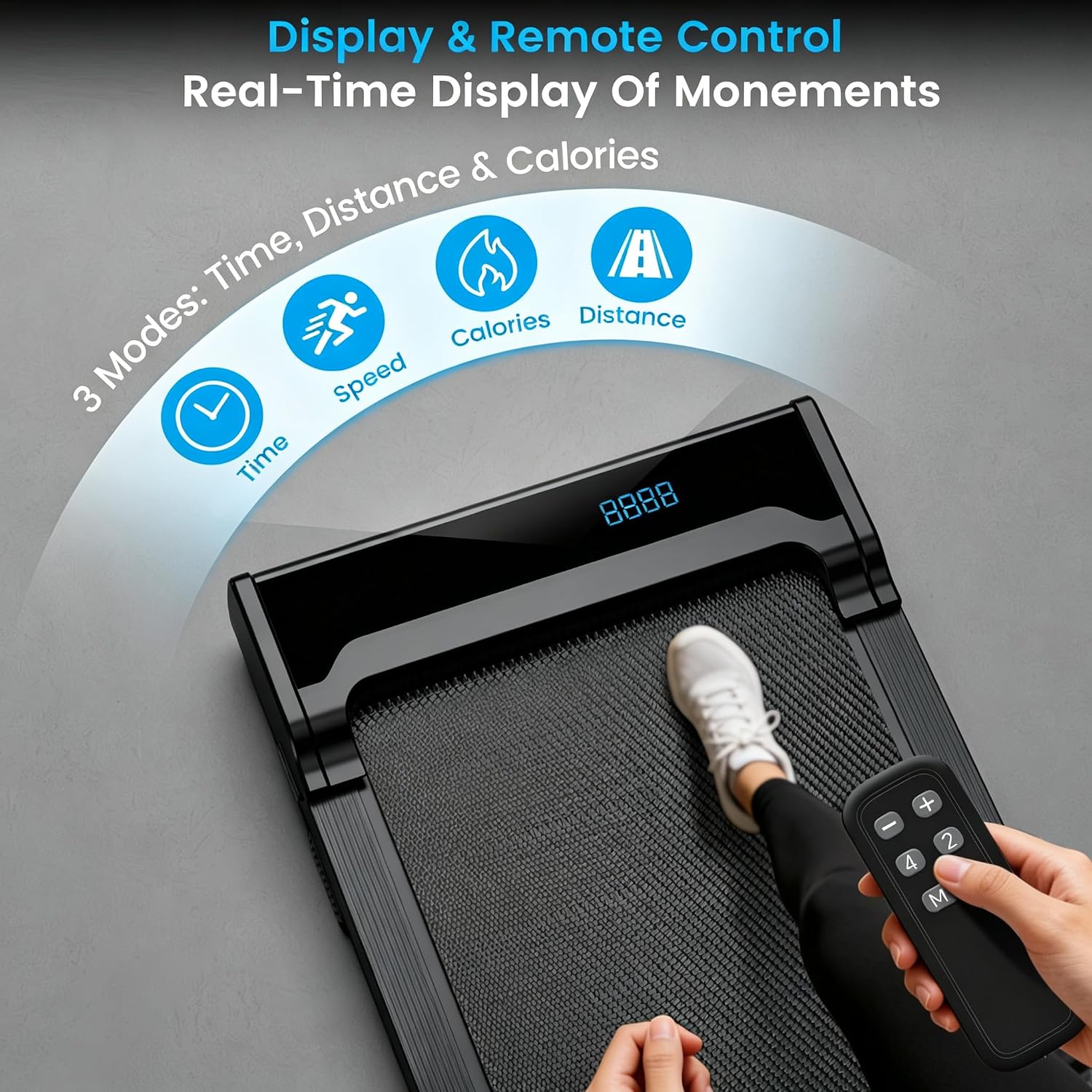 Detalle de Rythkore Walking Pad Treadmill with Remote, 0.6–4.0 MPH, Compact Design