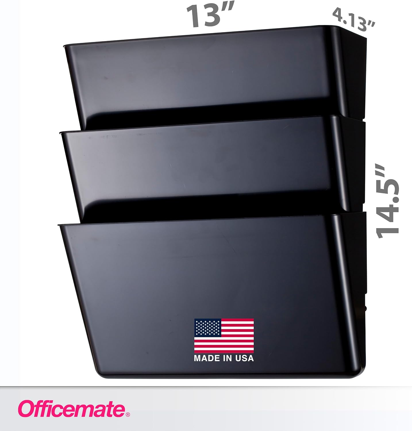 Detalle 2 de Officemate 26092 Letter-Size Wall File, Set of 3, Recycled Black Plastic
