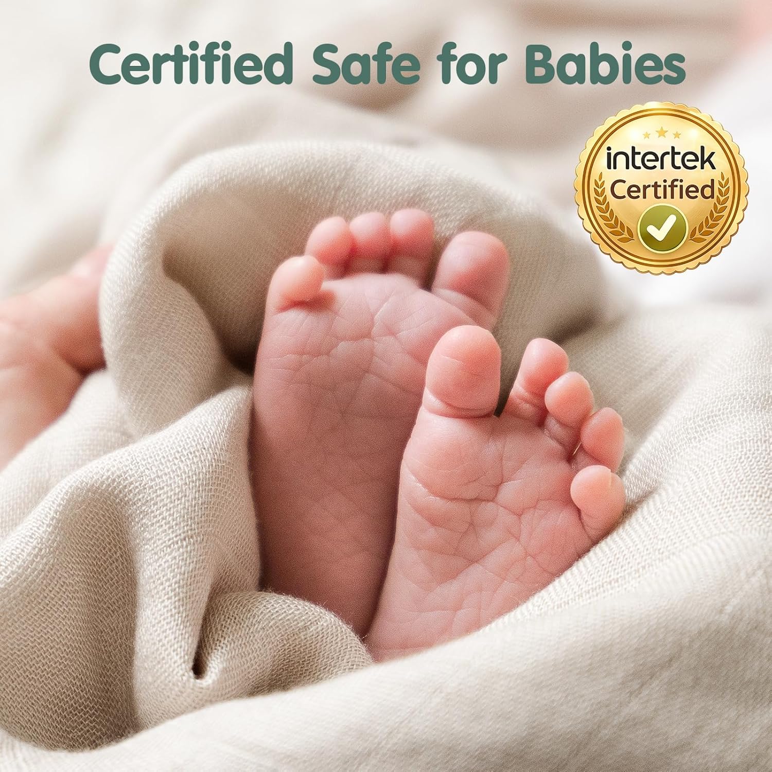 Detalle de hahaland 100% Bamboo Muslin Swaddle Blankets 3 Pack (1 Large 120x120cm + 2 Standard 100x100cm) in Green
