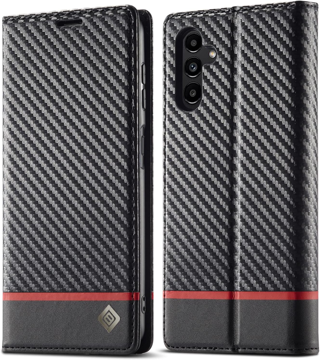 Detalle de ZTOFERA Wallet Case for Samsung Galaxy A55 5G: Carbon Fibre Flip with Card Holder and Magnetic Closure