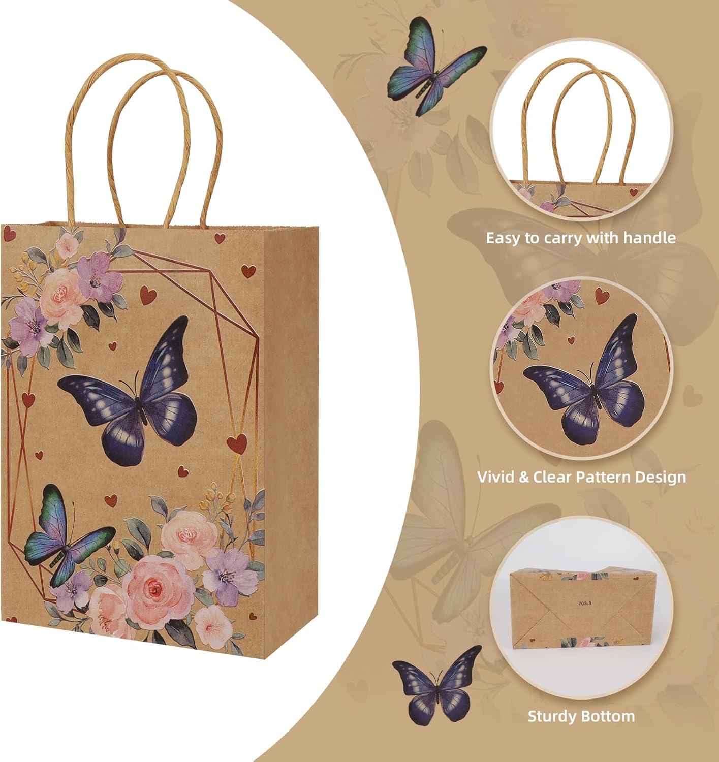 Thumbnail 2 de CSYY Schmetterling Geschenktaschen 21×15×8 cm 🎁