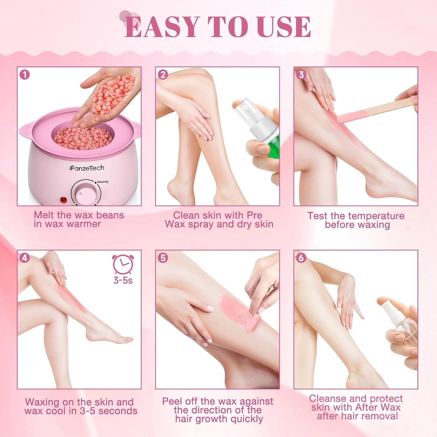 Thumbnail 5 de IFANZETECH iFanzeTech Wax Maschine Waxing Set für Frauen – Heißwachsgerät & Wachswärmer mit Waxing Perlen