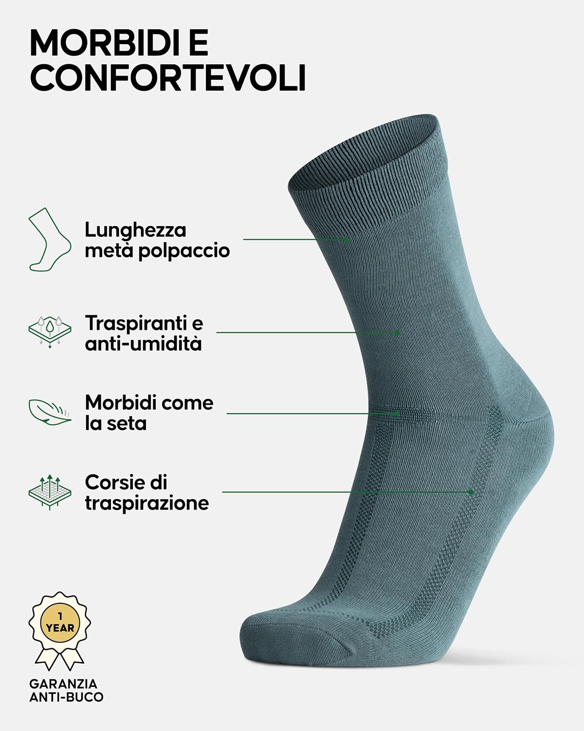 Detalle 2 de DANISH ENDURANCE Calzini Uomo Fibra di Bambù 3 Paia
