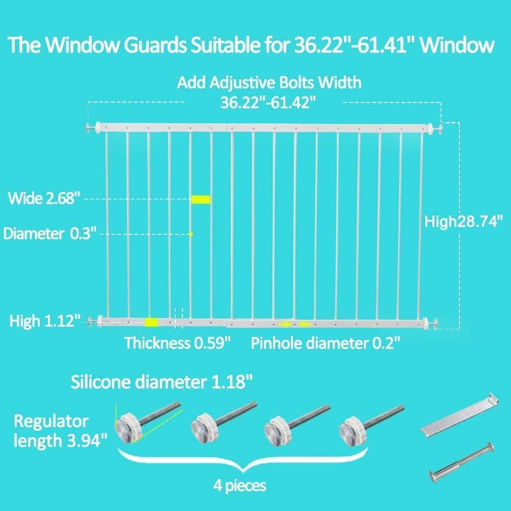Detalle 2 de WAOWAO 36.22–61.41-Inch Window Guards, 2-Piece Adjustable Pressure Fit