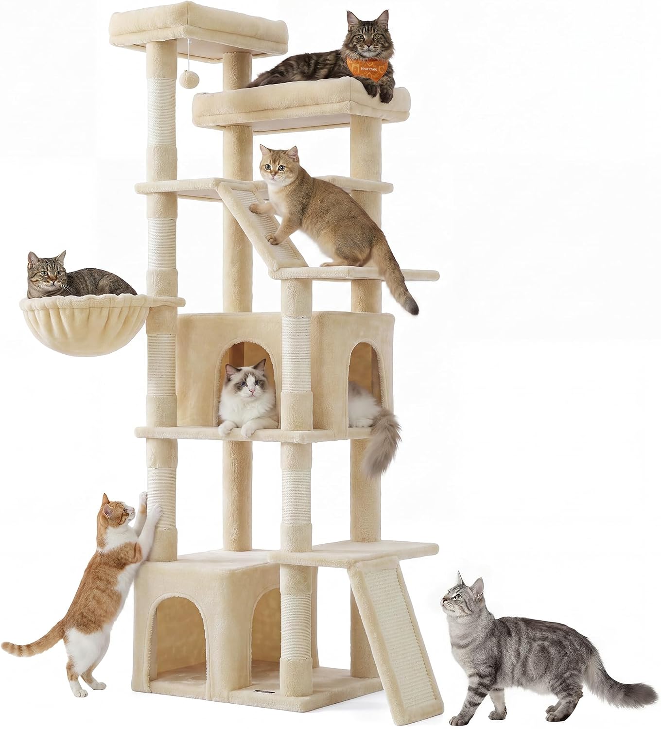 Detalle de Feandrea Arbre à Chat Haut 184,5 cm — Grandité et stabilité pour chats d’intérieur