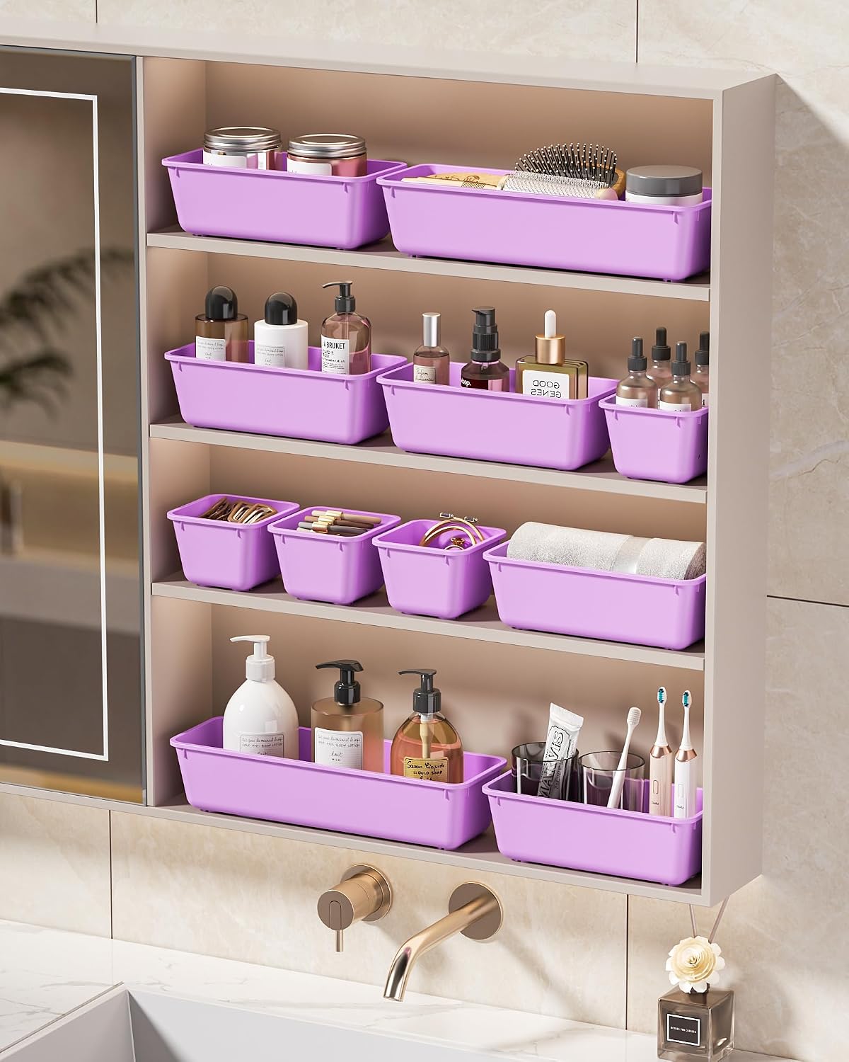 Thumbnail 6 de KEMETHY H25-Purple 25-Piece Plastic Drawer Organizer Set, 4 Sizes