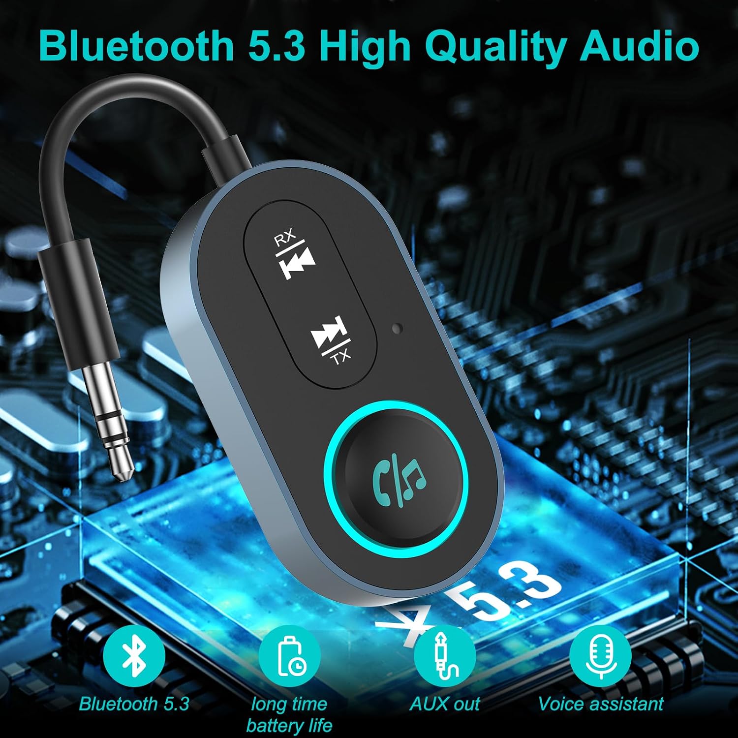 Detalle de Bluetooth 5.3 Transmitter Receiver 240mAh