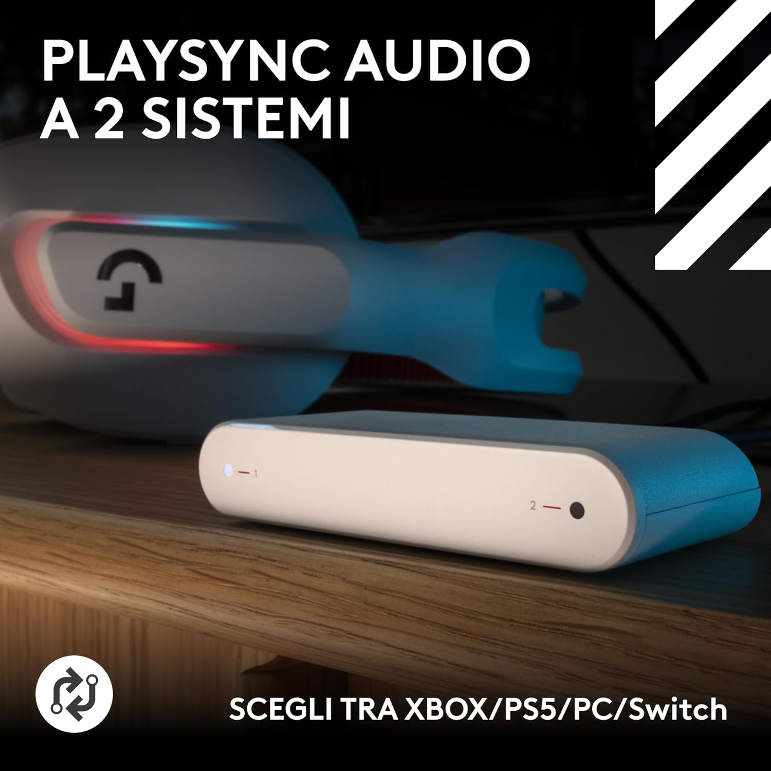 Thumbnail 1 de Logitech G Astro A20 X Wireless con microfono boom, LIGHTSPEED e PLAYSYNC Audio per PS5, Xbox, Switch e PC (bianco)