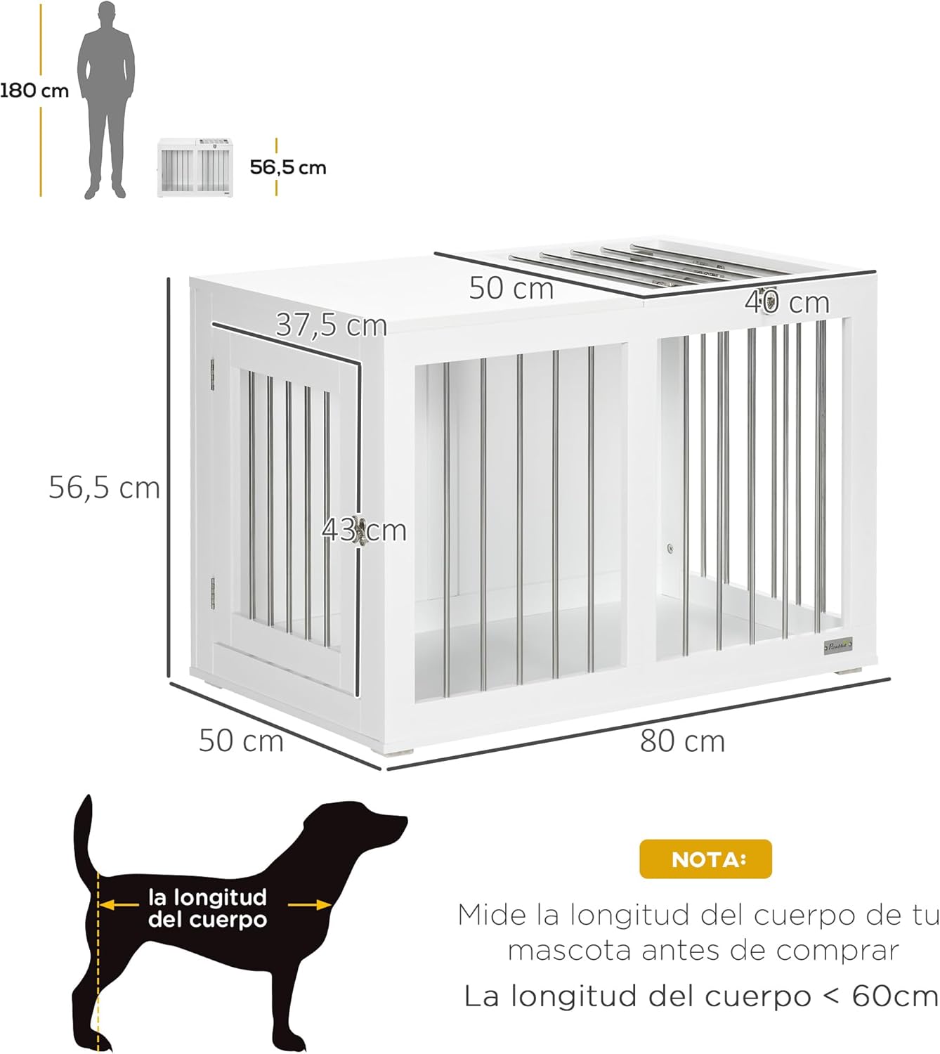 Thumbnail 6 de PawHut Jaula para Perros Medianos 80x50x56,5 cm